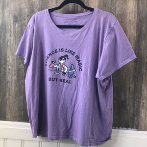 Life is Good purple Science is Magic t-shirt size XXL